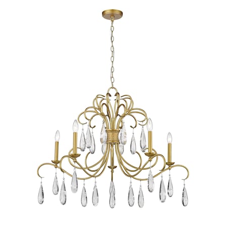 Z-Lite Amara Chandelier, 5-Light, 38 In.W x 22.25 In.H, Gilded Gold/ 3039-38GG